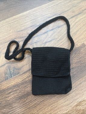 The Sak Black Crochet Flap Crossbody Bag